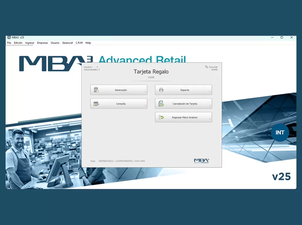 Menú Tarjeta Regalo