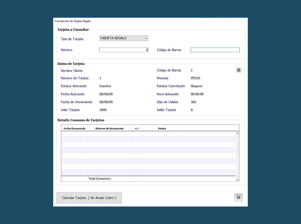 Cancelación de Tarjetas Regalo