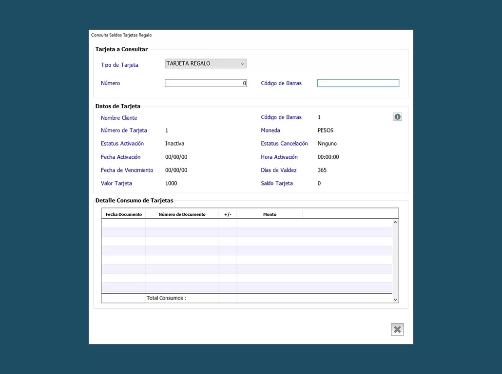 Consulta Saldos Tarjeta Regalo